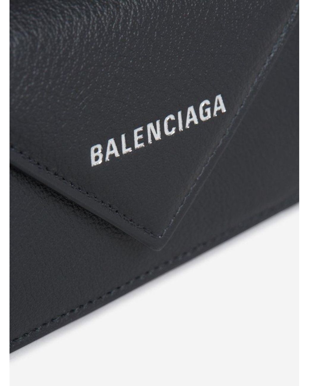 Balenciaga Leather Papier Mini Wallet in Black | Lyst