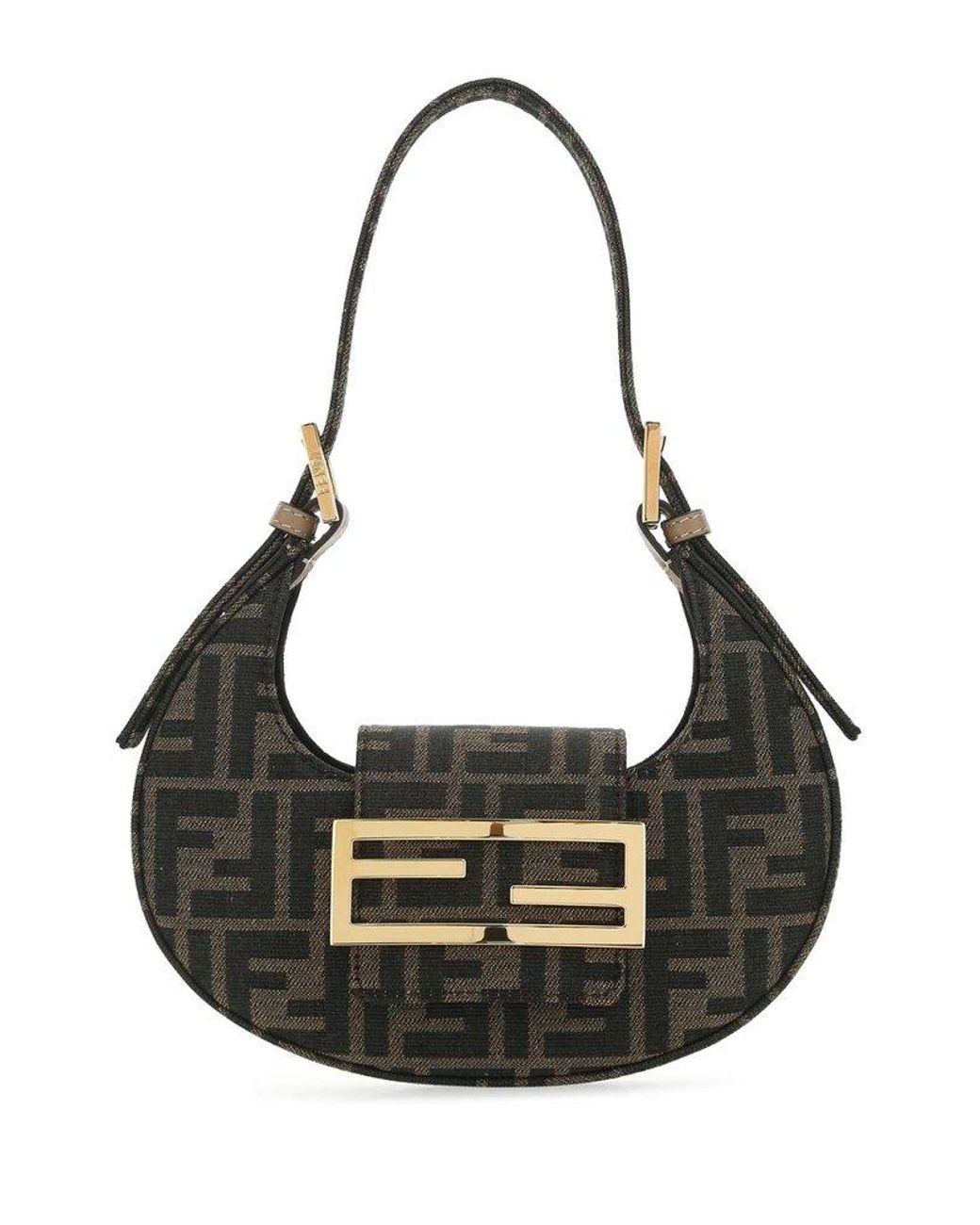Fendi Cookie Logo Plaque Mini Shoulder Bag in Black Lyst