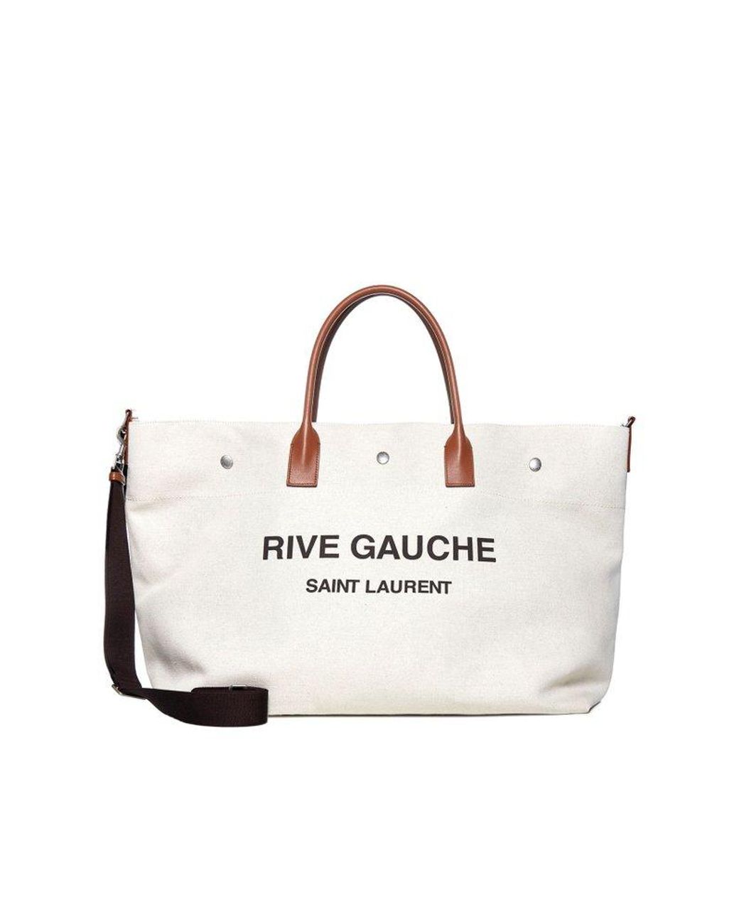 Saint Laurent Rive Gauche Maxi Canvas Tote Bag in White for Men Lyst Canada