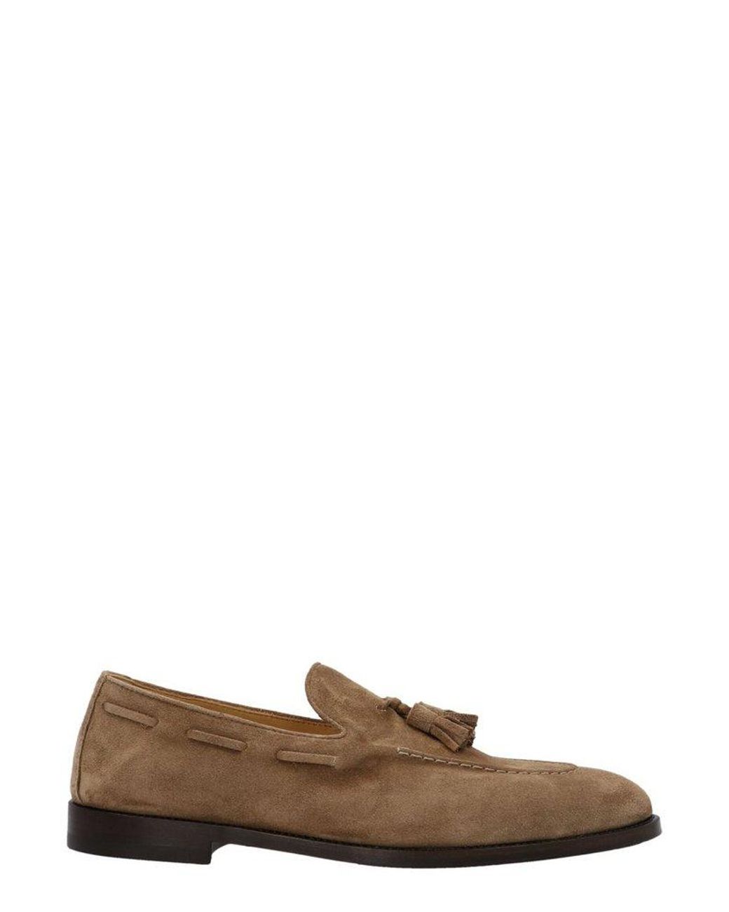 Brunello Cucinelli Tassel Detailed Loafers in Natural for Men | Lyst