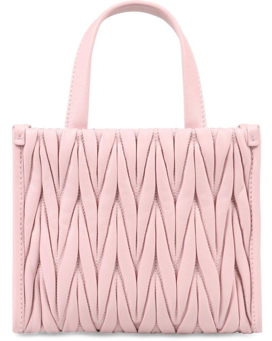 Miu Miu Matelassé Logo-lettering Mini Tote Bag in Pink | Lyst