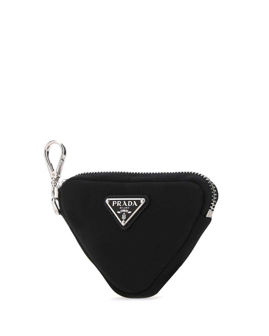 Prada Triangle Plaque Mini Pouch Keychain