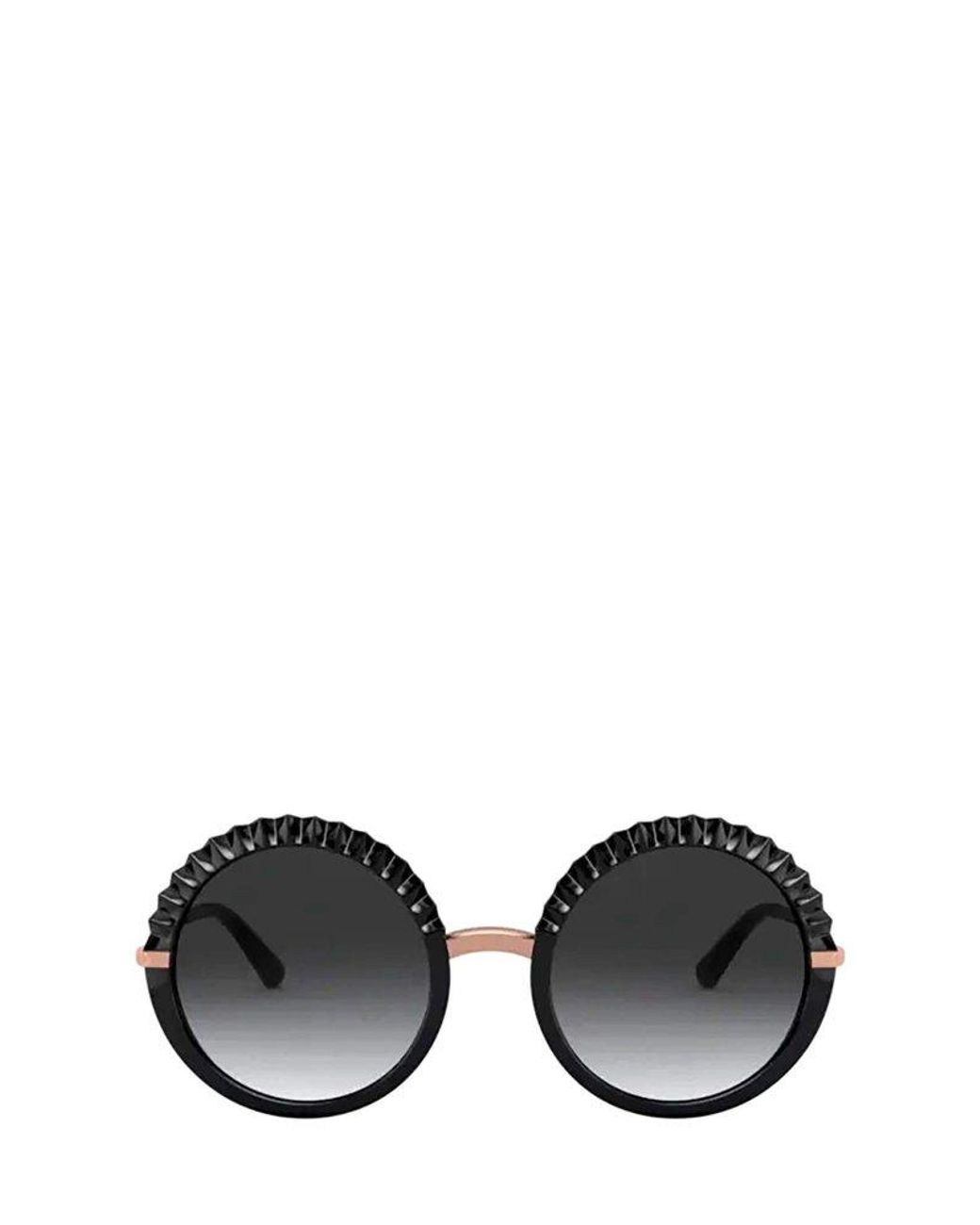 Dolce & Gabbana Round Sunglasses in Black | Lyst