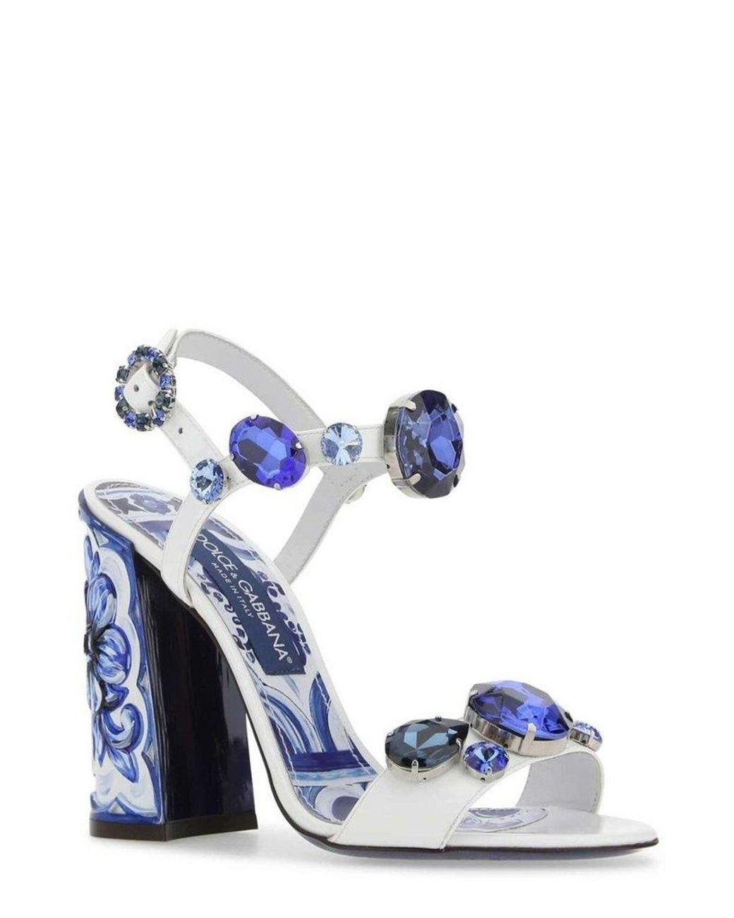 Dolce Gabbana Majolica printed Ankle Strap Sandals in Blue Lyst