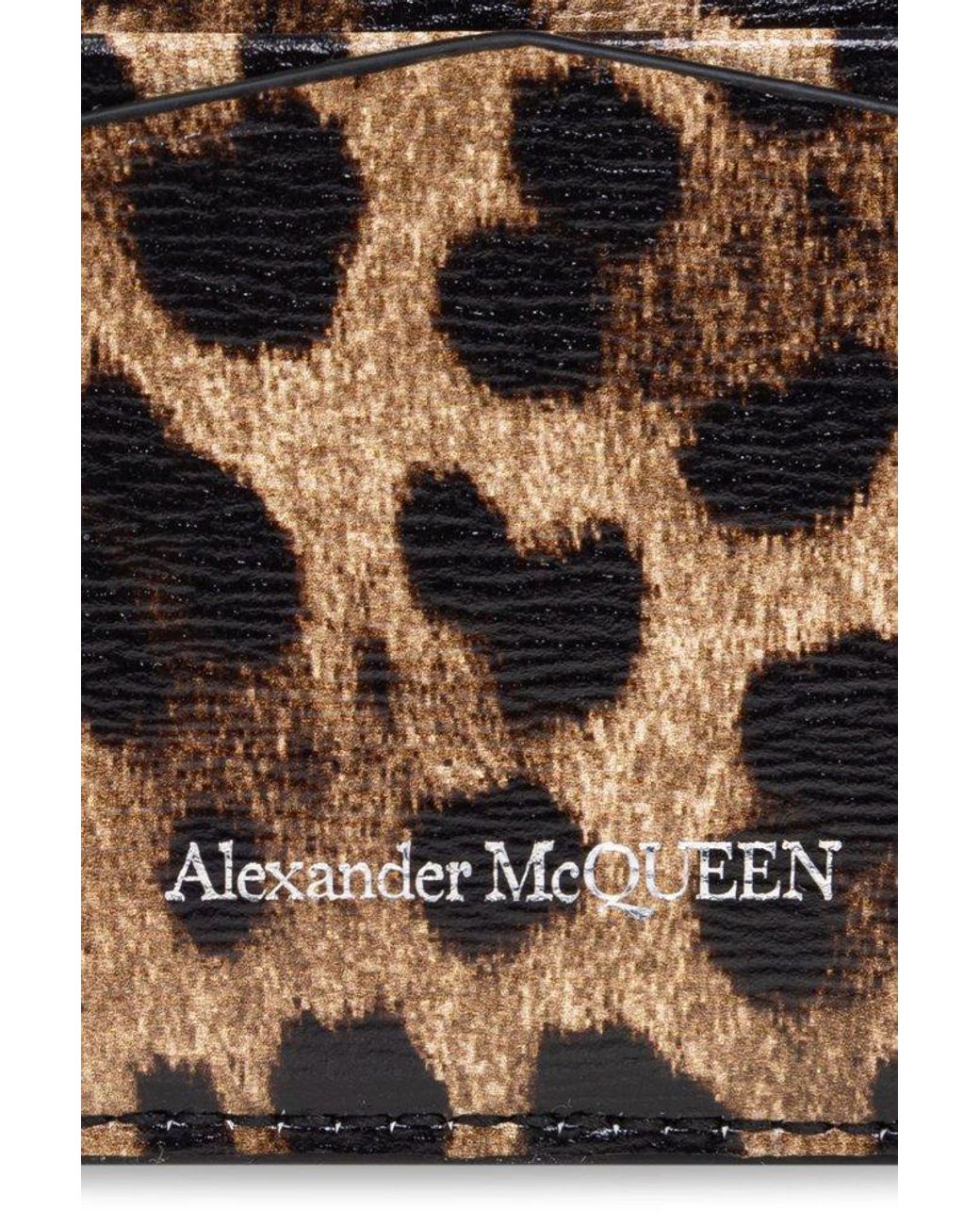 ★alexander mcqueen★ Skull Card Holder Leopard 632038DYTC48 Alexander Mcqueen Skull-embellished Leather Card Holder