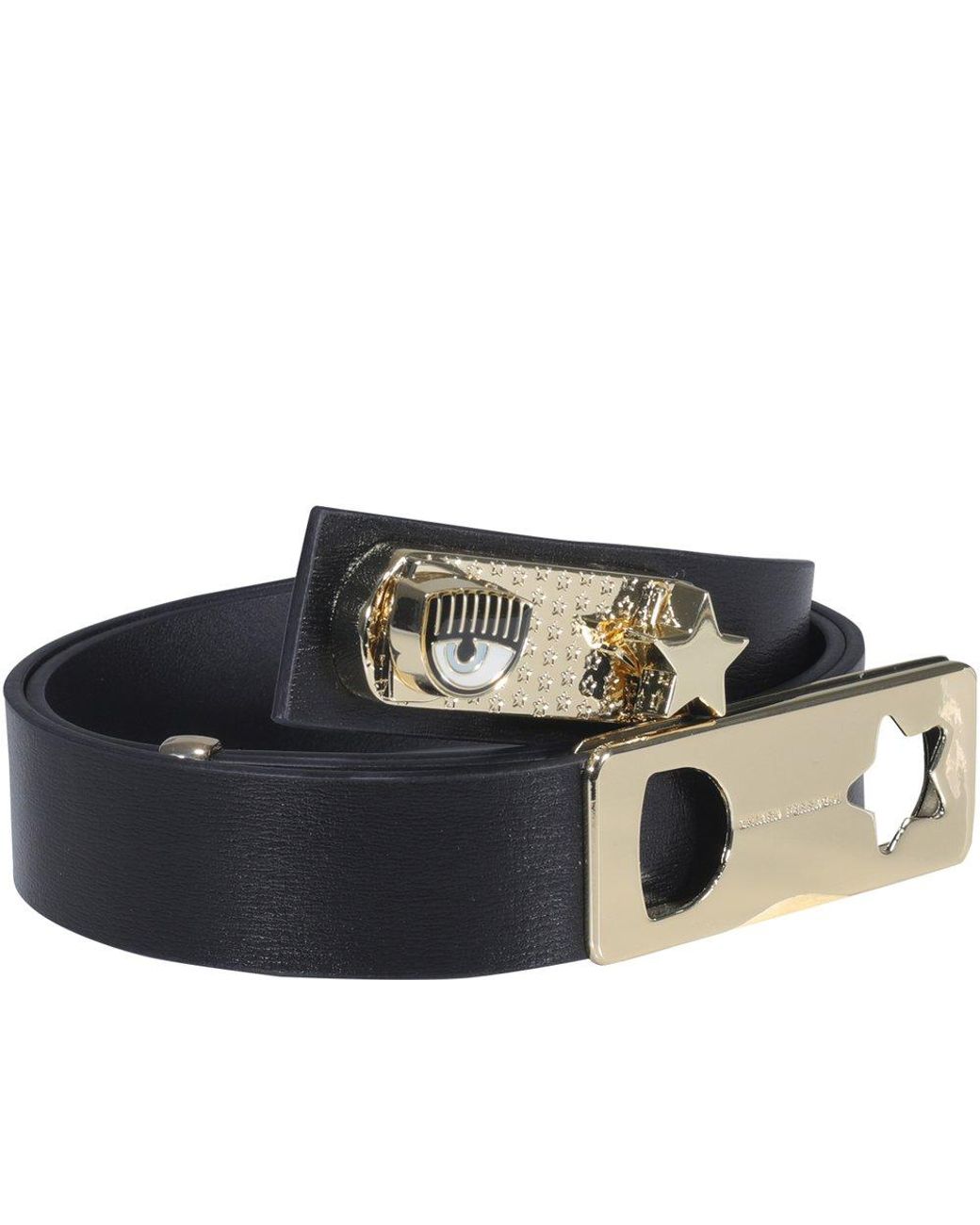 Womens Belts Chiara Ferragni Belts Chiara Ferragni Leather Logo Belt in Black 