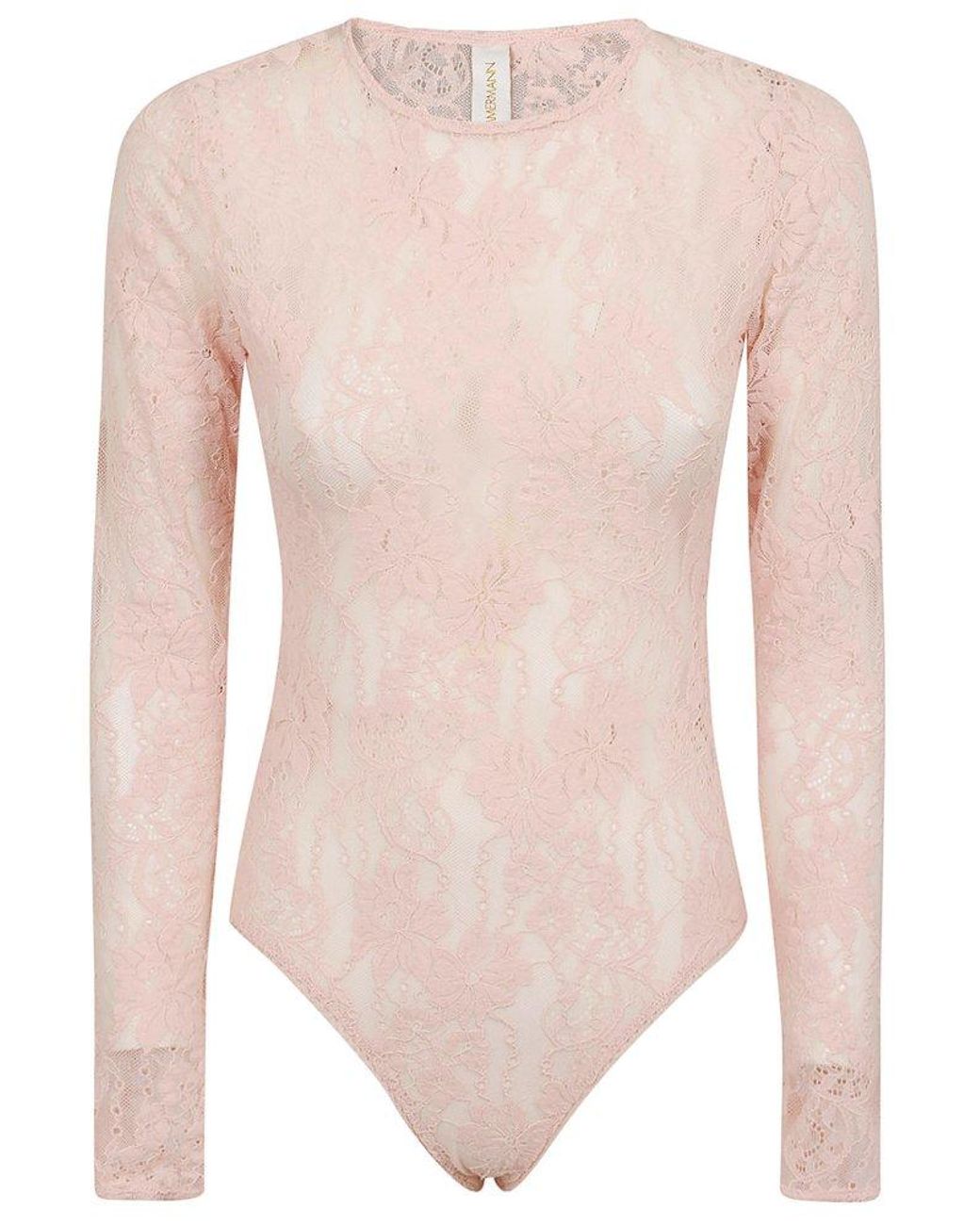 Zimmermann Lace Bodysuit in Pink