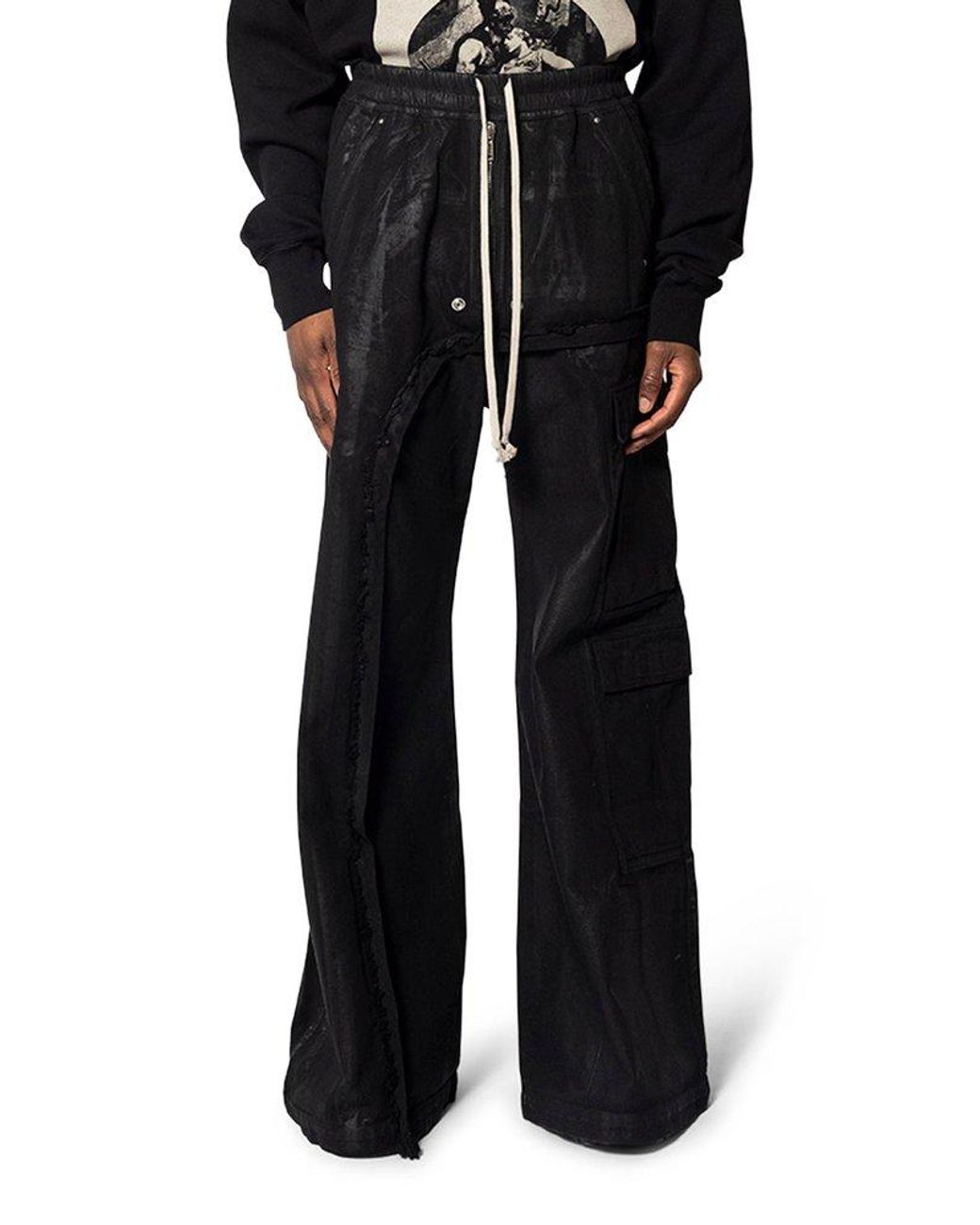 【RICK OWENS】Hollywood Imbalanced Double Cargo Jumboデニム Rick Owens Hollywood Imbalanced Double Cargo Jumbo Belas