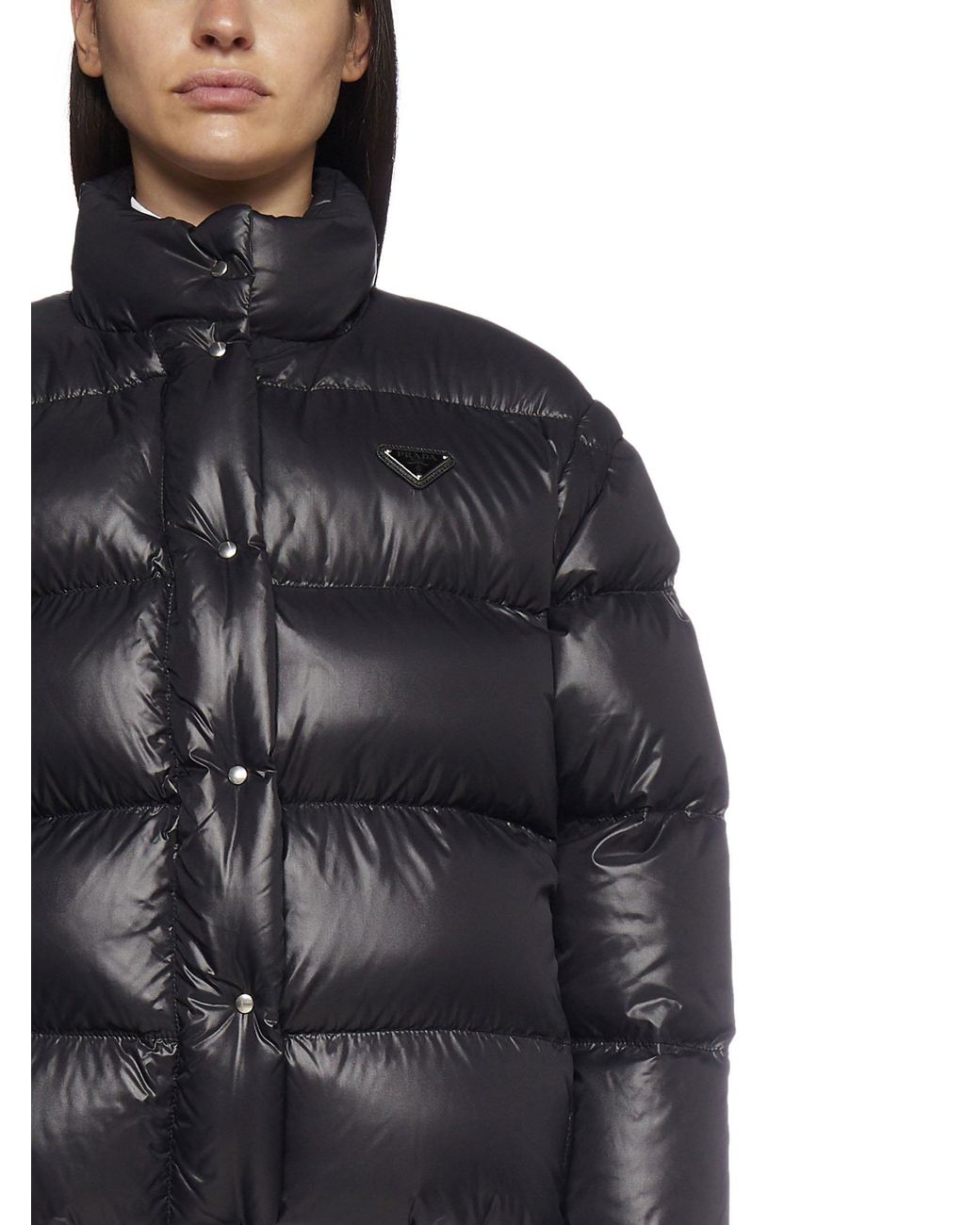 Prada Convertible Puffer Jacket in Black | Lyst