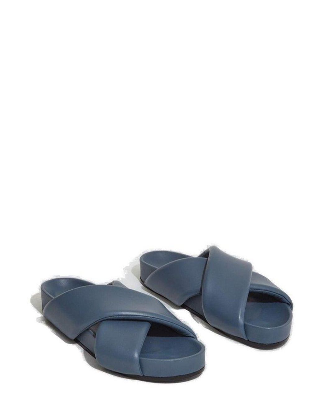 Jil Sander Crossover-Strap Padded Sandals in Blue for Men | Lyst