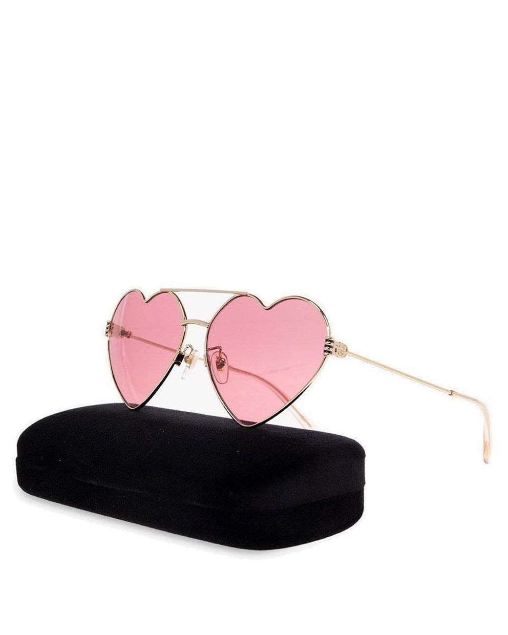 Gucci Heart Shaped Frame Sunglasses in Pink | Lyst