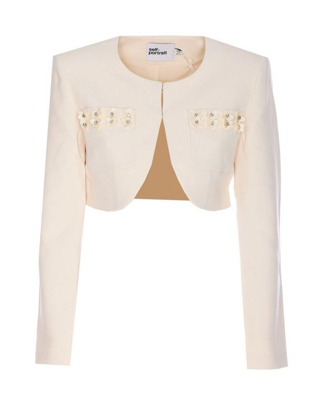 ジャケット SELF PORTRAIT CREAM CREPE 3D SEQUIN JACKET Cream Crepe 3D Sequin Jacket – self-portrait-US