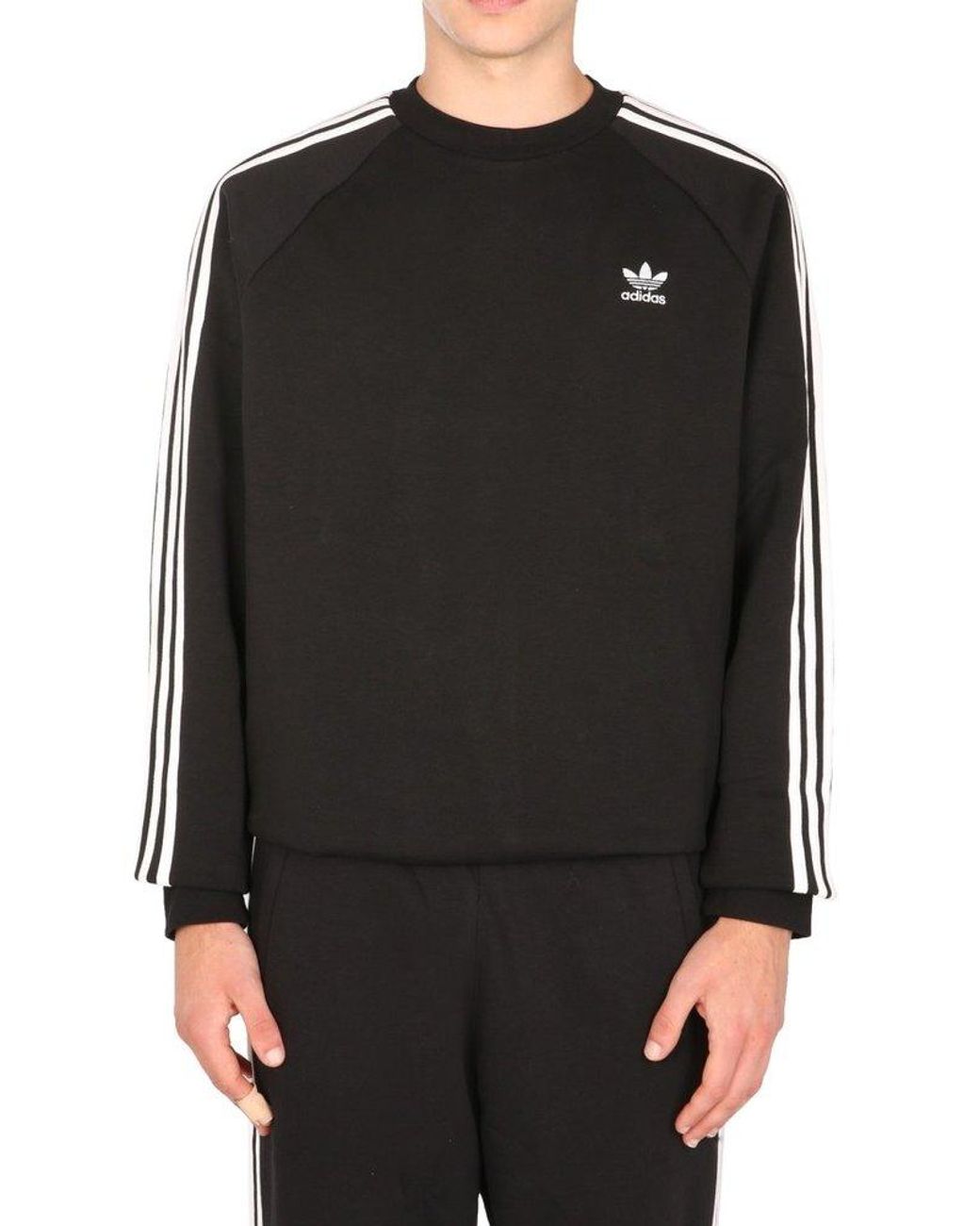 adidas Originals Cotton 3-stripes Crewneck Sweatshirt in Black for Men |  Lyst Canada