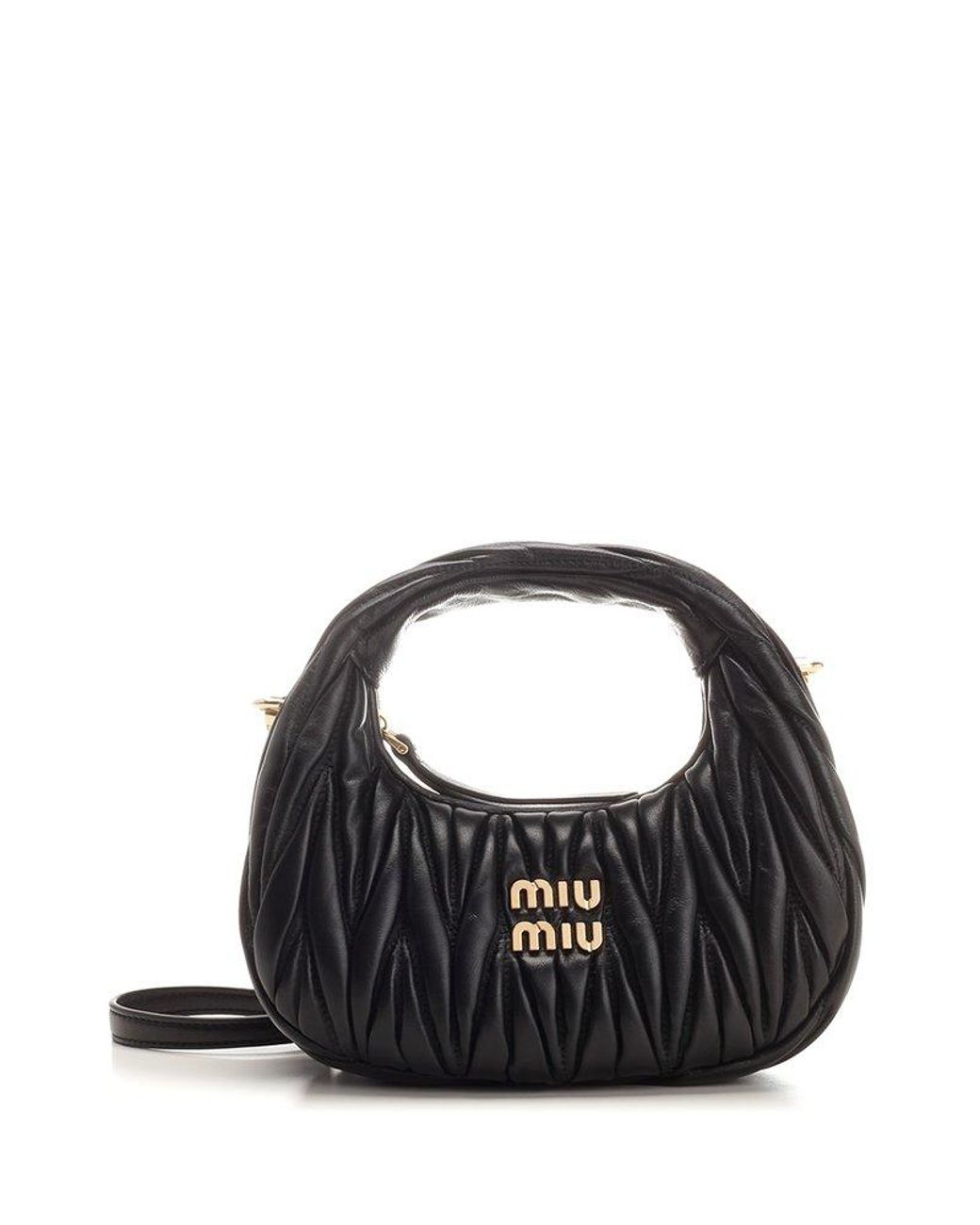 Miu Miu Logo Lettering Zipped Shoulder Bag in Black Lyst