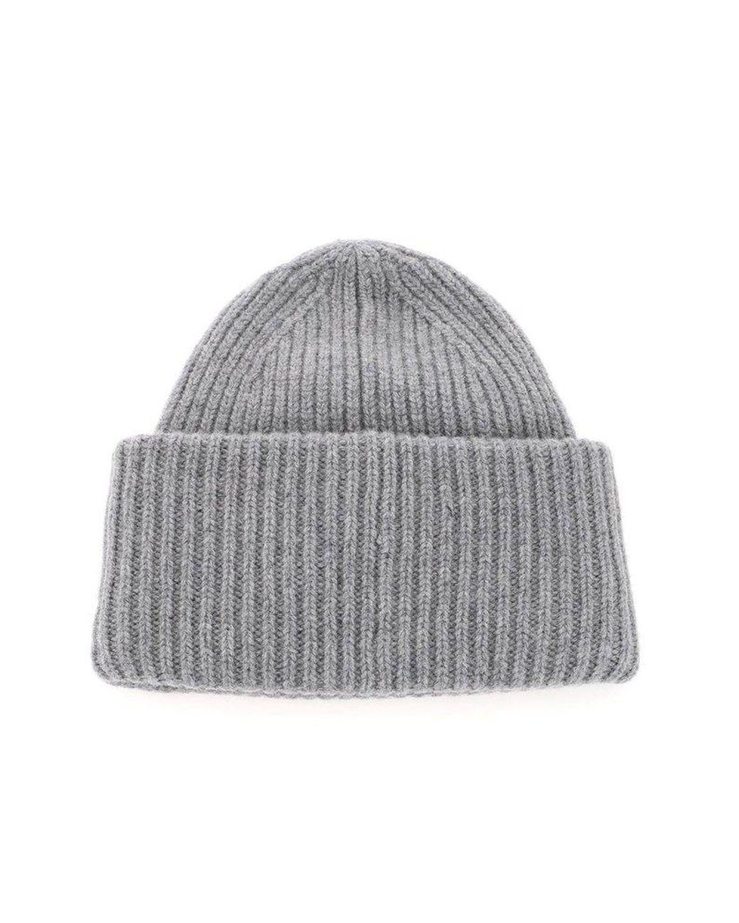 Face Patch Turn-up Brim Beanie in Grey 