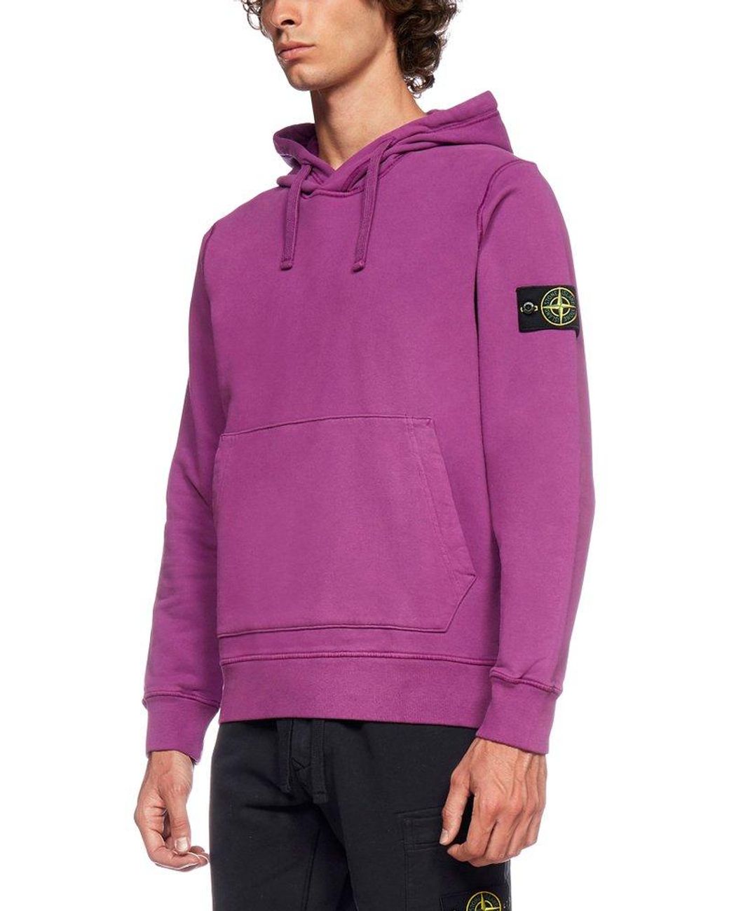 Stone Island Logo Patch Hoodie in Purple for Men Lyst