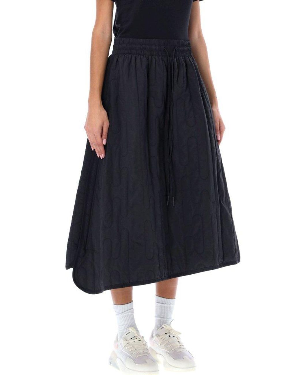 Y-3 - Drawstring-hem Quilted-jersey Midi Skirt - Womens - Black