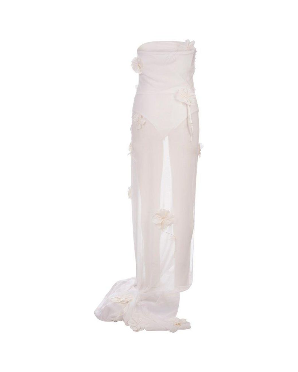 Jacquemus Floral Embroidered Asymmetrical Maxi Dress in