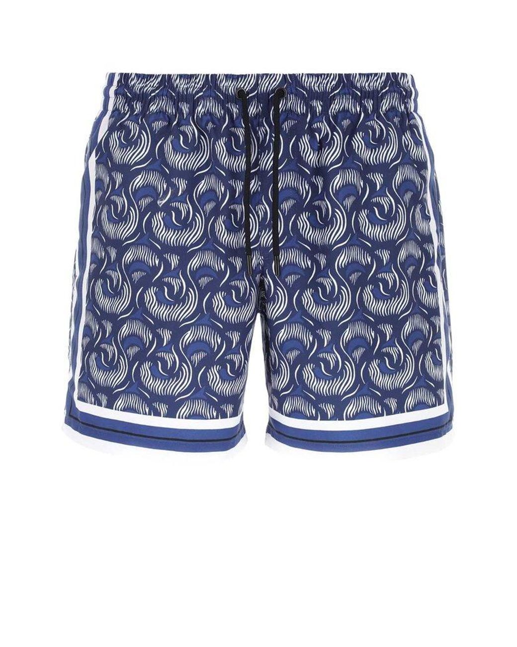 Dries Van Noten Graphic Print Drawstring Swim Shorts in Blue for