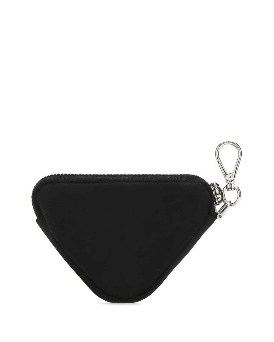 Prada Re nylon Triangle Pouch Keyring in Black for Men Lyst