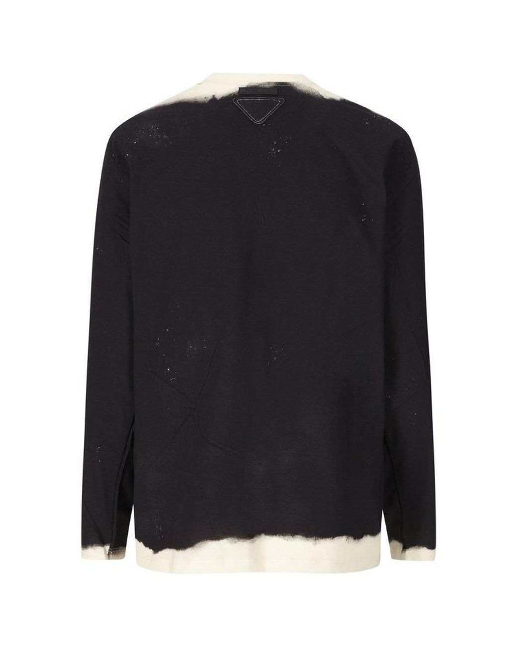 Prada Distressed-effect V-neck Sweatshirt in Black | Lyst