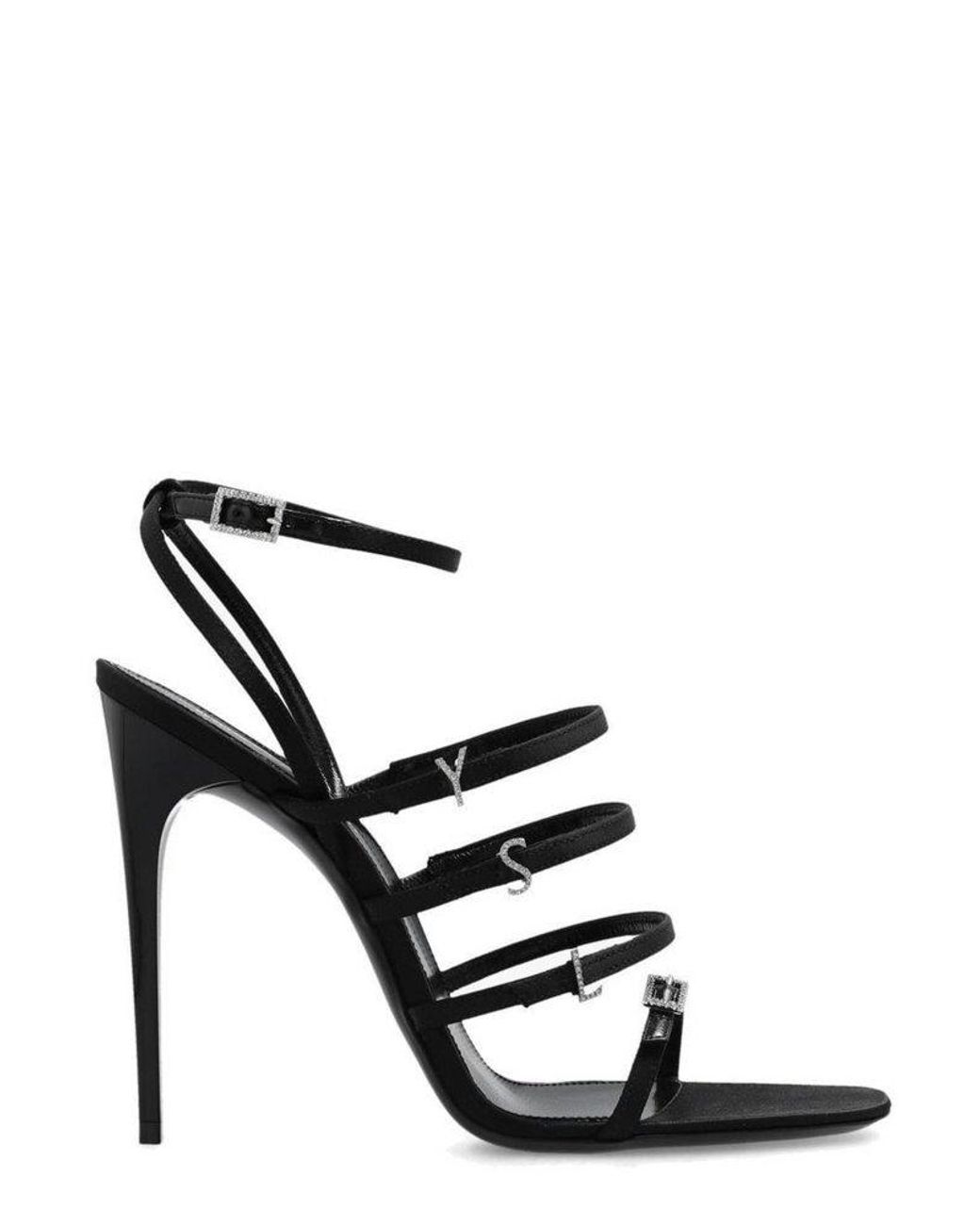 Saint Laurent Jerry Heeled Sandals in Black | Lyst