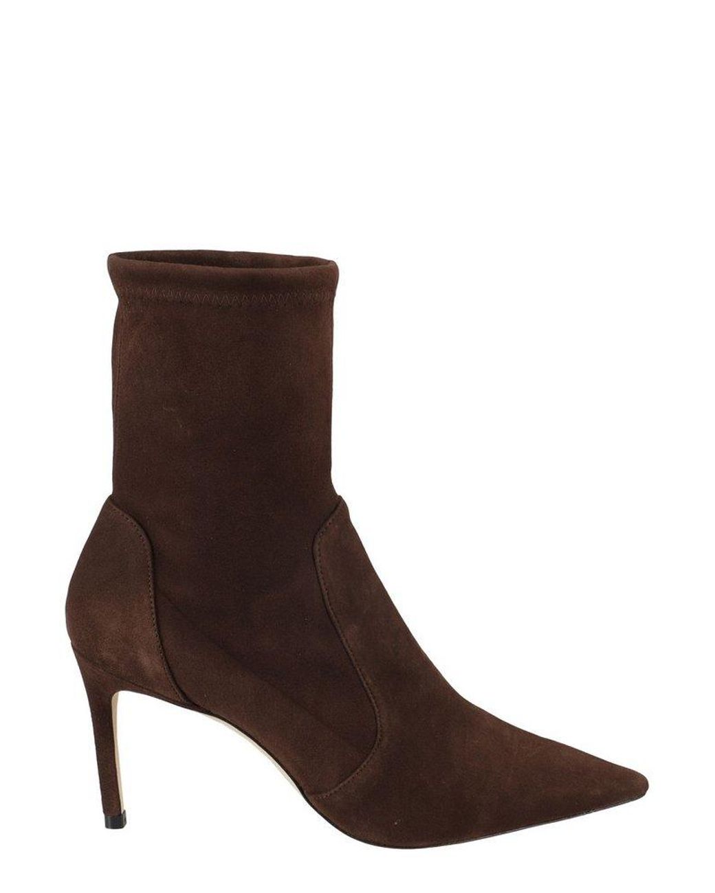 Stuart Weitzman Pointedtoe Heeled Anklelength Boots in Brown Lyst