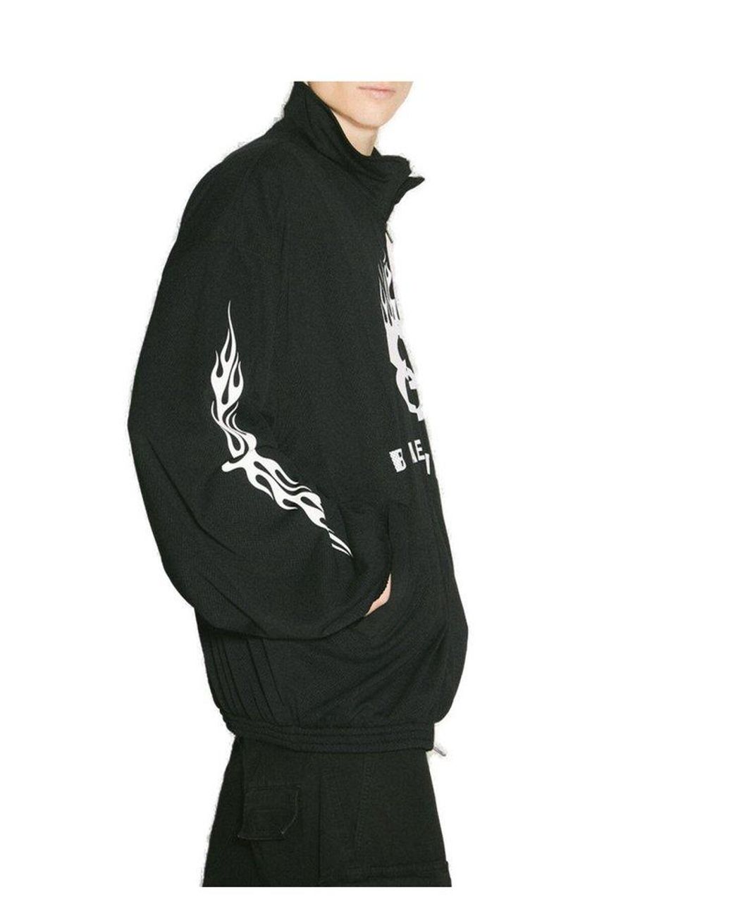 Balenciaga Flame Print Zipped Jacket in Black for Men | Lyst