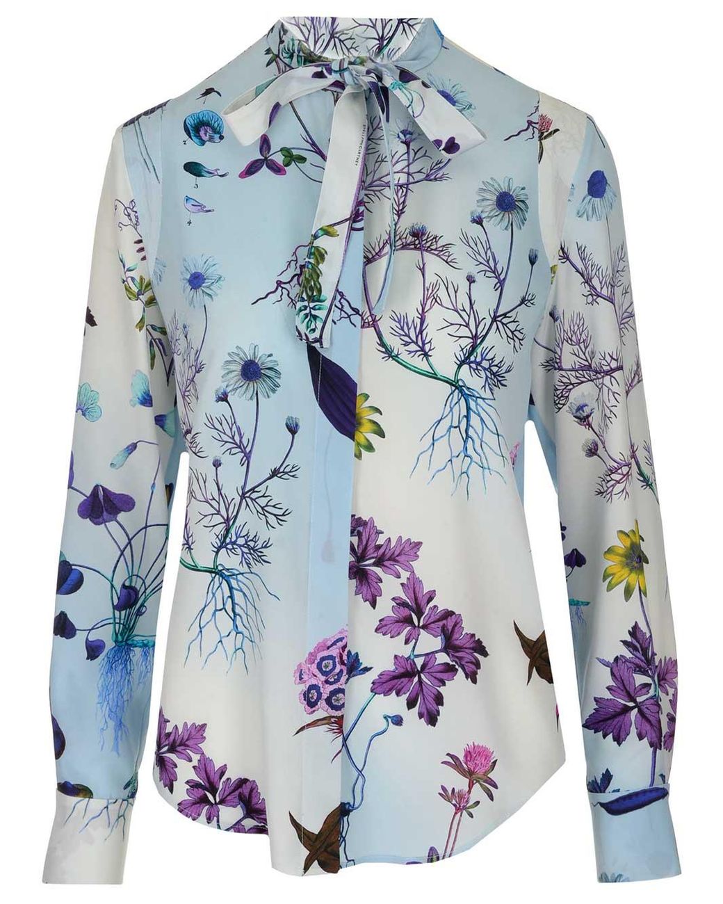 Stella McCartney Silk Floral Neck-tie Blouse in Blue - Lyst
