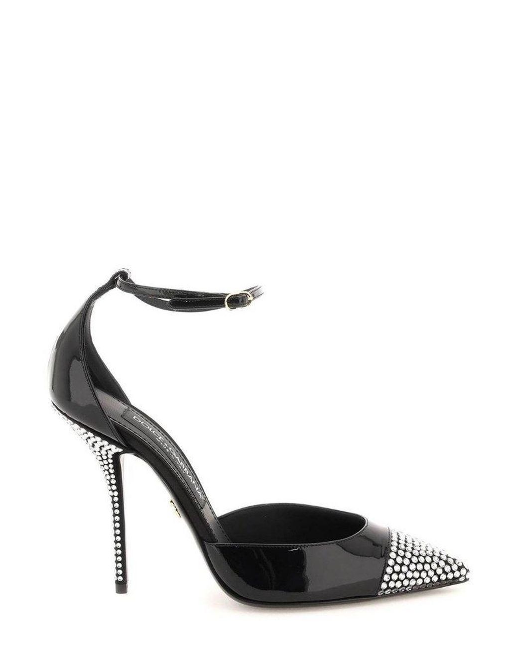 Dolce & Gabbana Embellished Ankle Strap Pumps in Black | Lyst