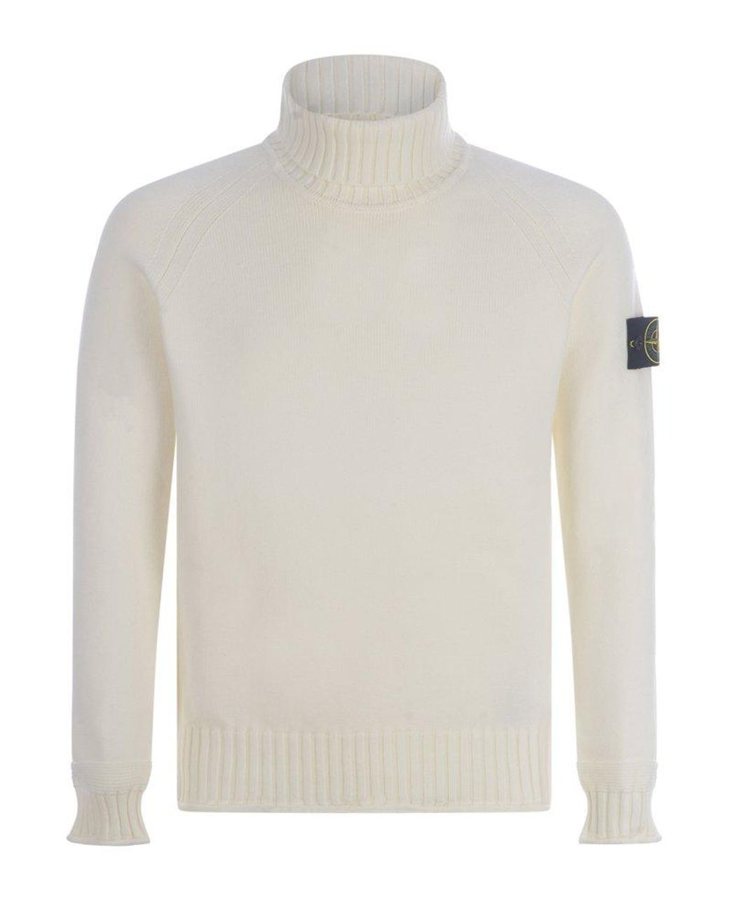 Stone Island Logo-patch Roll-neck Knitted Jumper in White for Men | Lyst UK