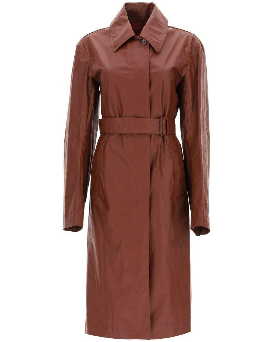 Lemaire Belted Fitted Trench Coat in Brown Lyst