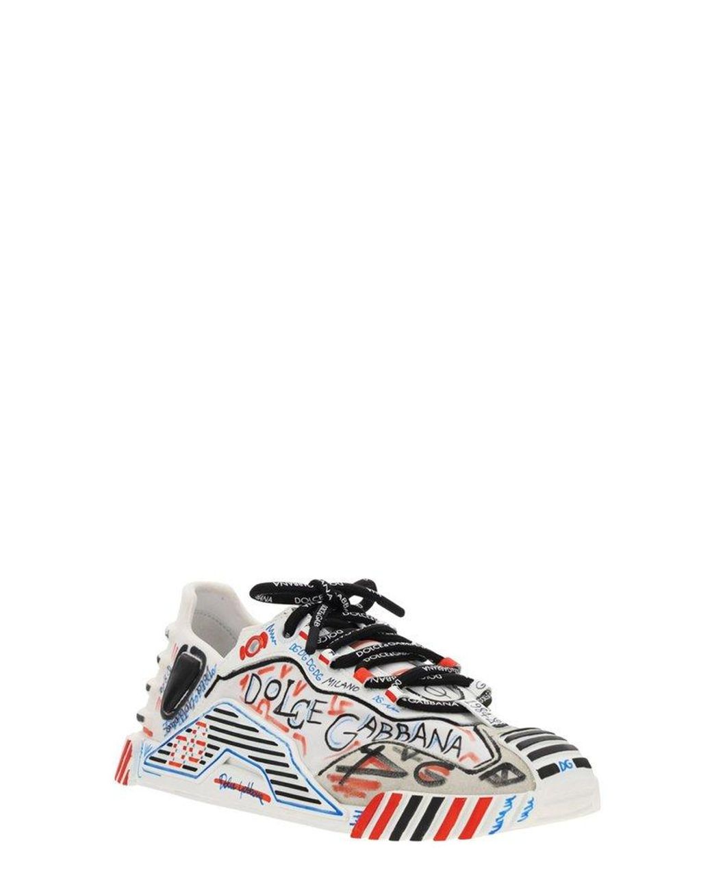 Dolce & gabbana men's deals white graffiti print sorrento sneaker
