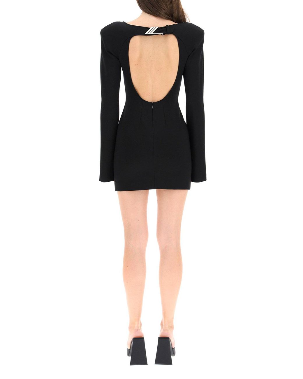 ワンピース THE ATTICO FW24 CUT OUT DRAP MINI DRESS (248WCA358A014 100) Attico Draped Cutout Mini Dress - Black | Editorialist