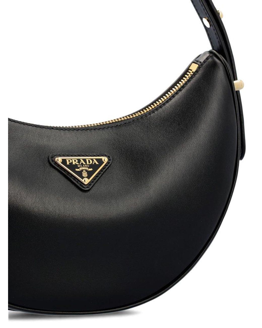 Prada Arqué Leather Shoulder Bag in Black | Lyst