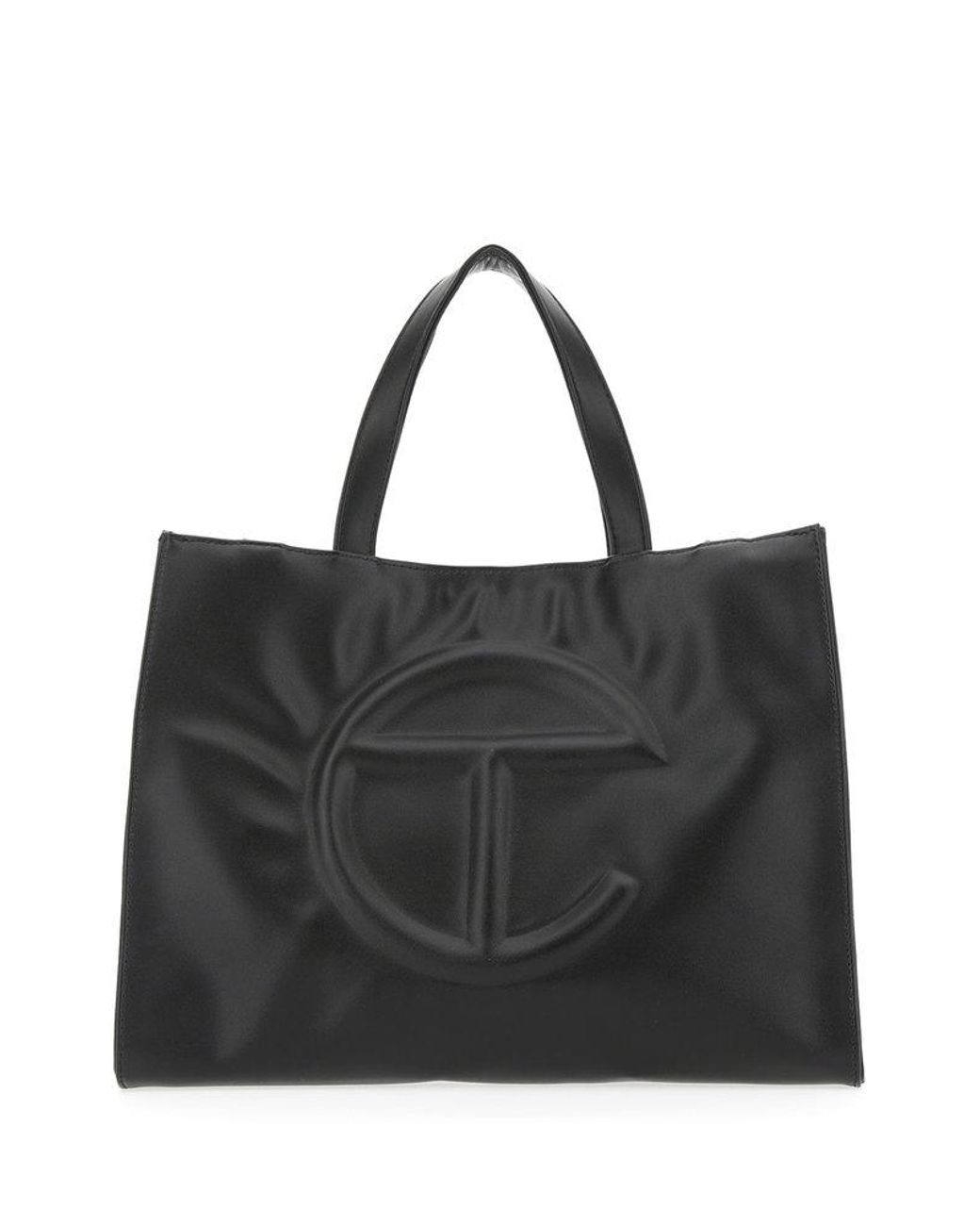 Telfar Logo Embossed Medium Tote Bag in Black | Lyst