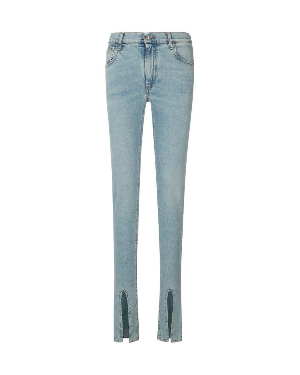The Attico Front Split Slim-fit Jeans in Blue | Lyst