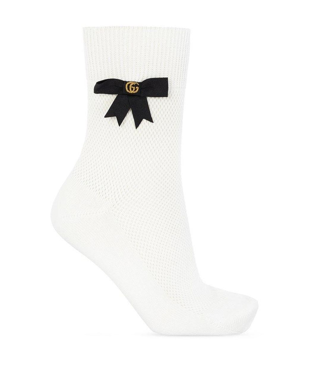 Gucci Socks With Bow in White | Lyst