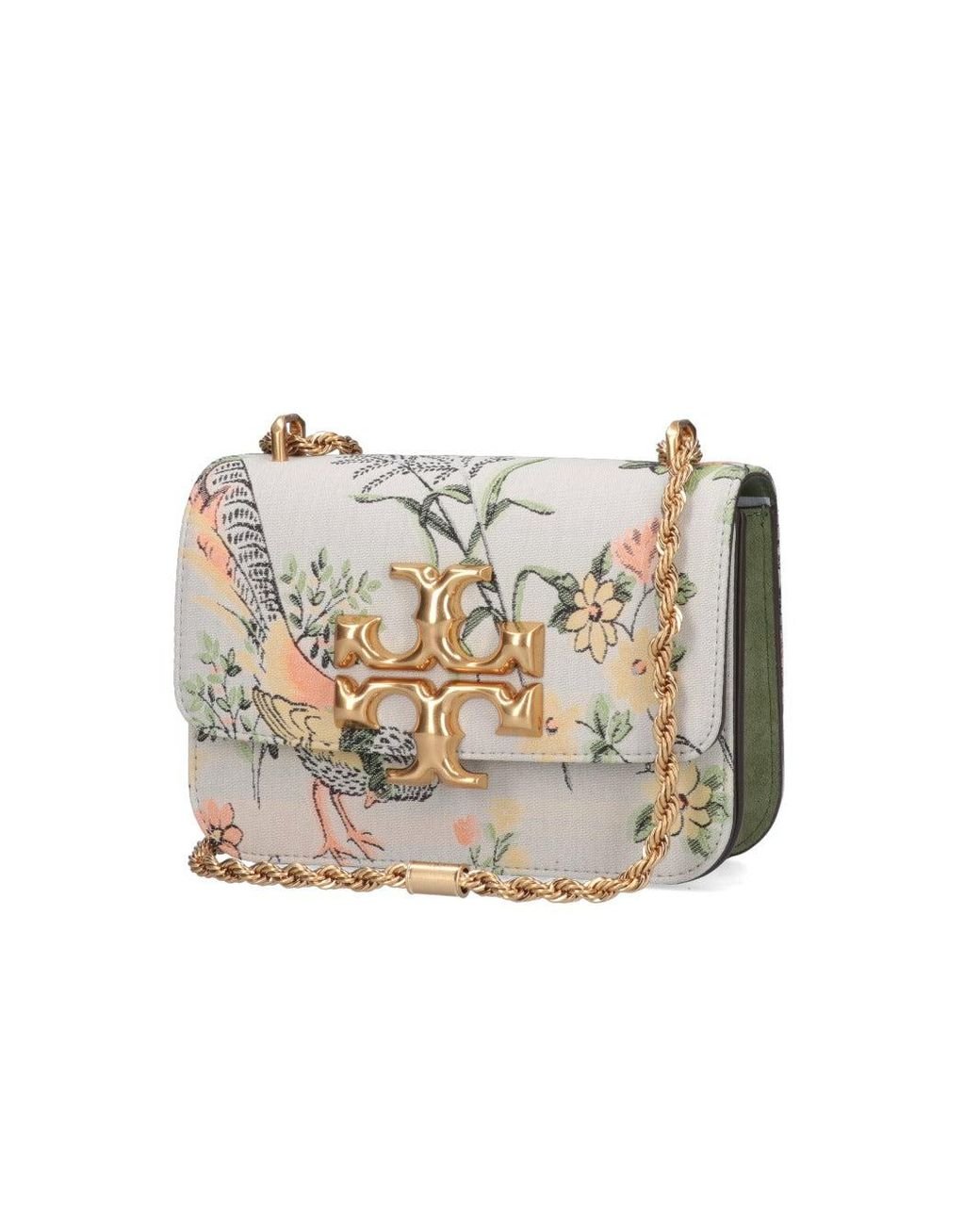 Tory Burch Floral Bird Printed Foldover Shoulder Bag