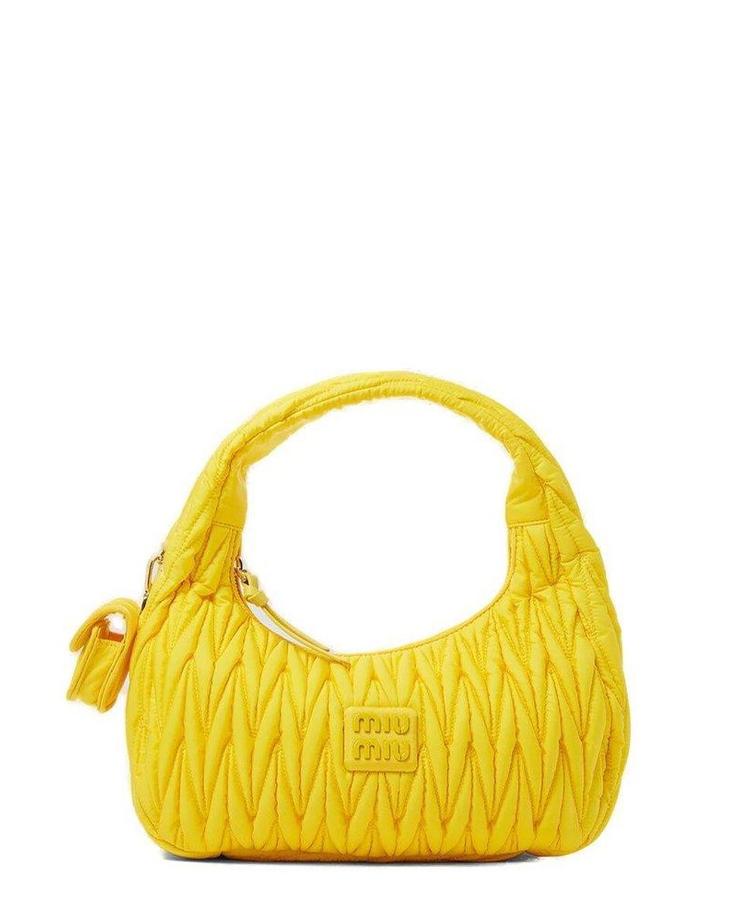 Miu Miu Wander Matelassé Re-nylon Shoulder Bag in Yellow | Lyst