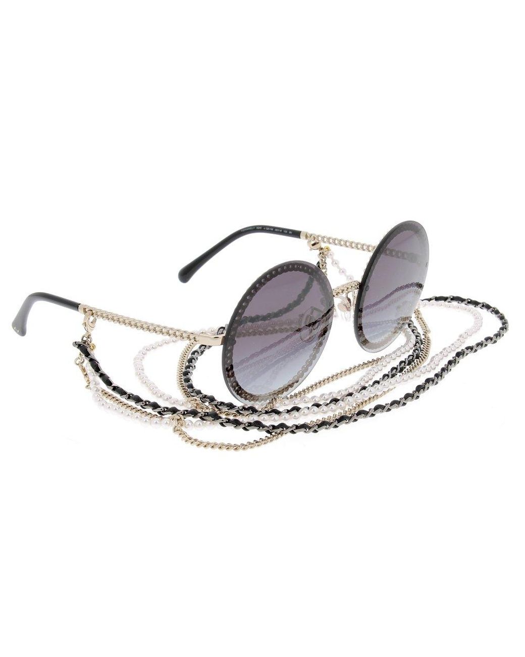 CHANEL Round Chain Sunglasses 4245 Black 1254314