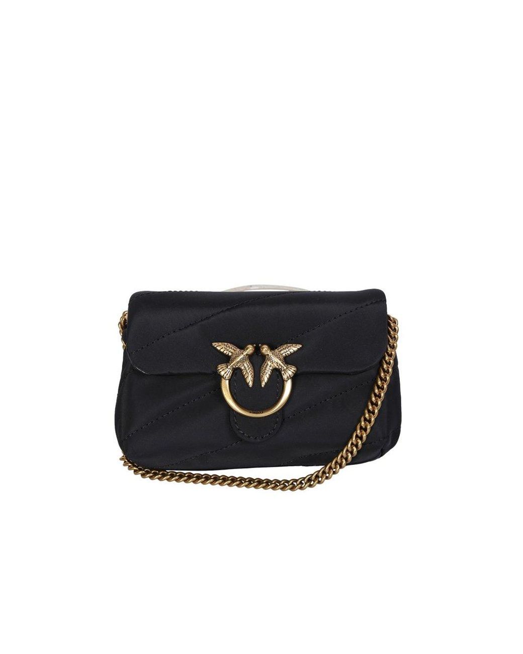 Pinko Baby Love Logo Plaque Shoulder Bag in Black Lyst