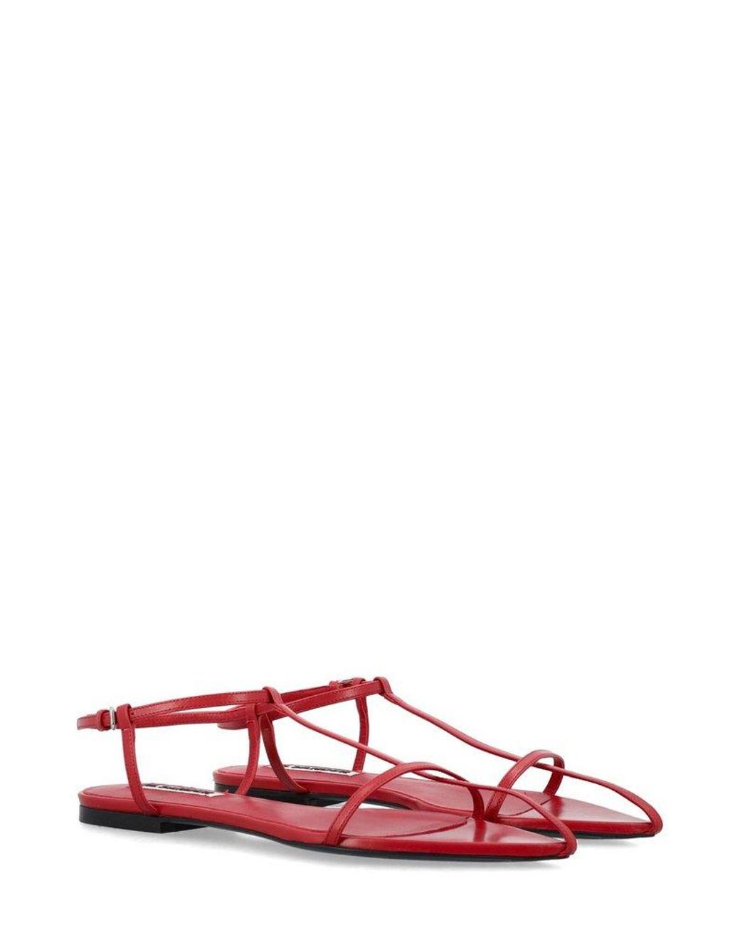 【関税＆送料込み】Jil Sander Flat Cage Sandals Jil Sander Flat Cage Sandals in Red | Lyst