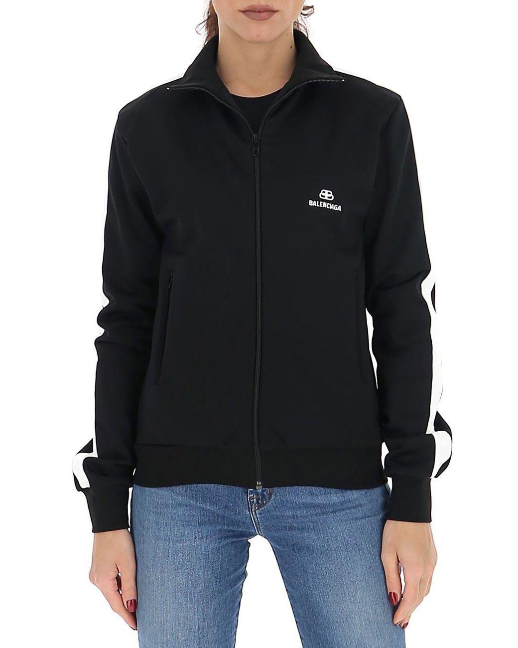Balenciaga Synthetic Zip Up Track Jacket in Black Lyst