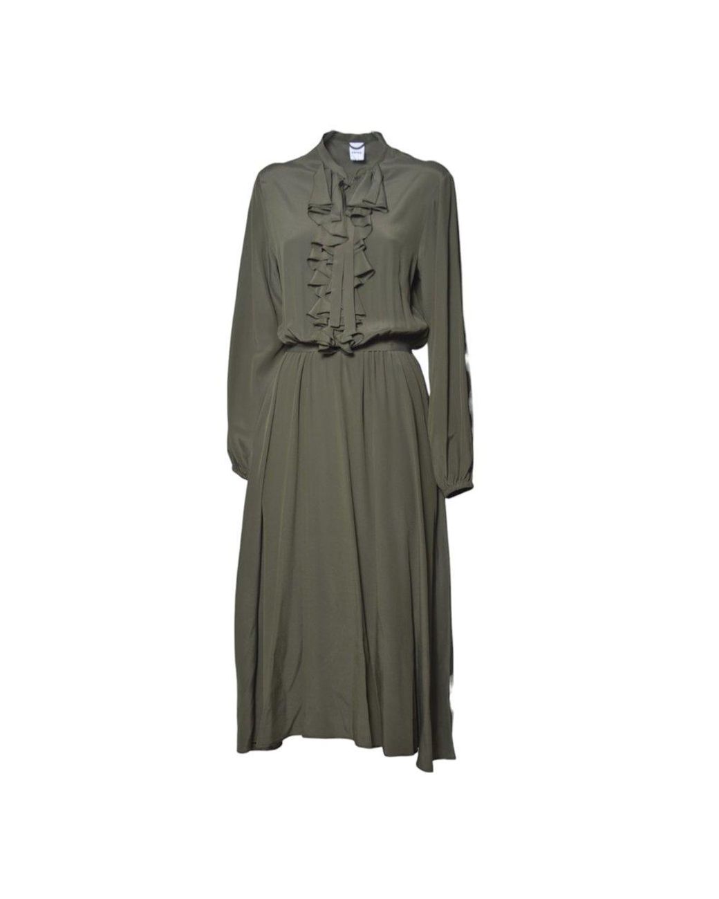 オールインワン・サロペット Aspesi Green Crepe De Chine Midi Dress With Ruffles Aspesi Crepe De Chine Midi Dress With Ruffles in Green | Lyst