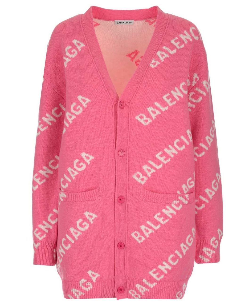 Balenciaga Intarsia Wool blend Cardigan in Pink Lyst UK