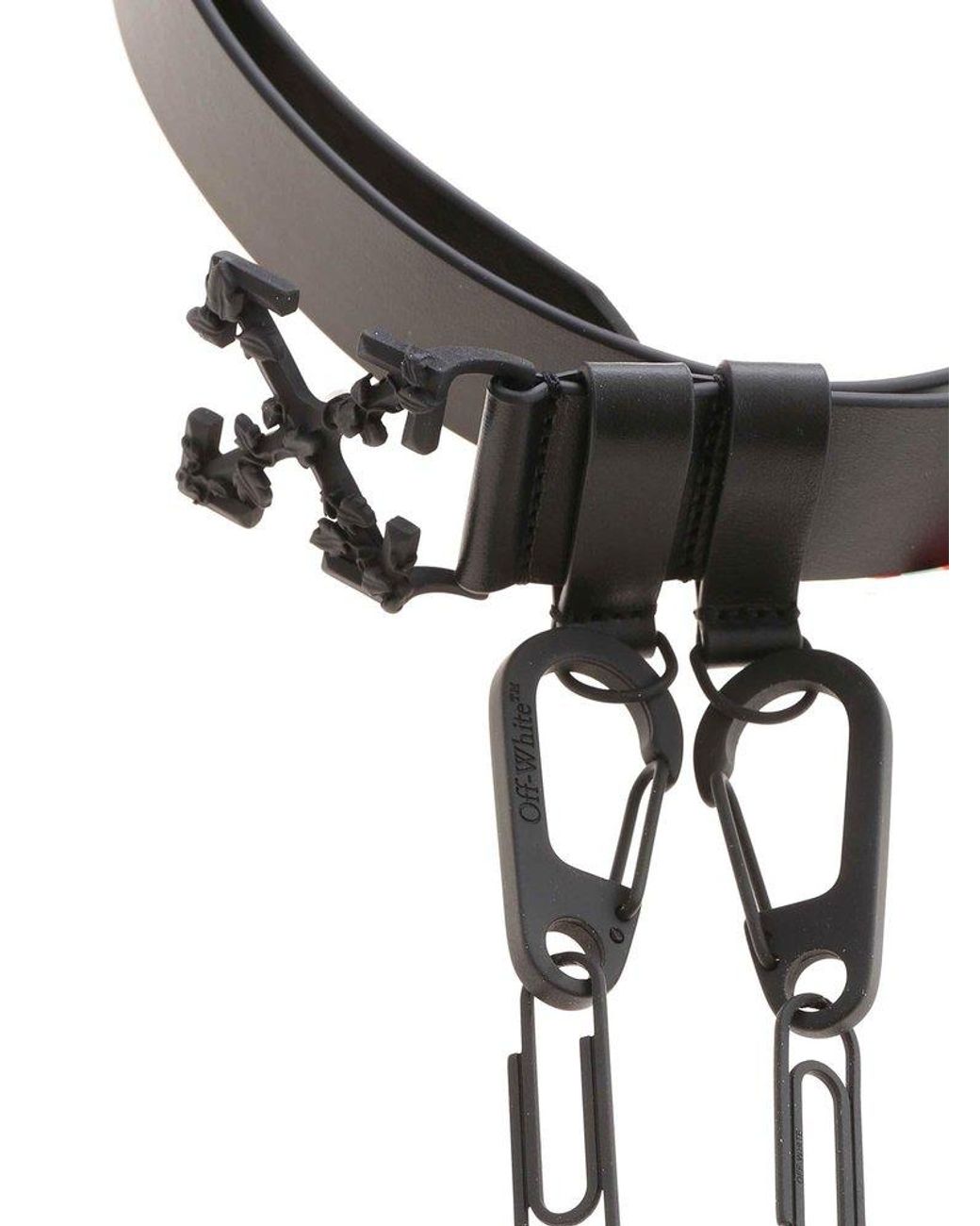 Off-White c/o Virgil Abloh Logo Motif Buckle Chained Belt in Black for Men