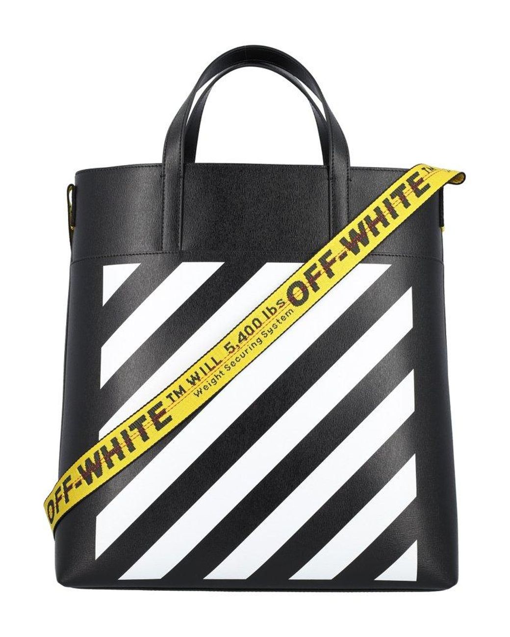 Off-White c/o Virgil Abloh Diag Cut-out Leather Tote Bag in Black for Men