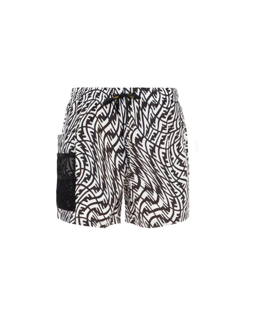 Fendi Ff Vertigo Swim Shorts in White for Men Lyst
