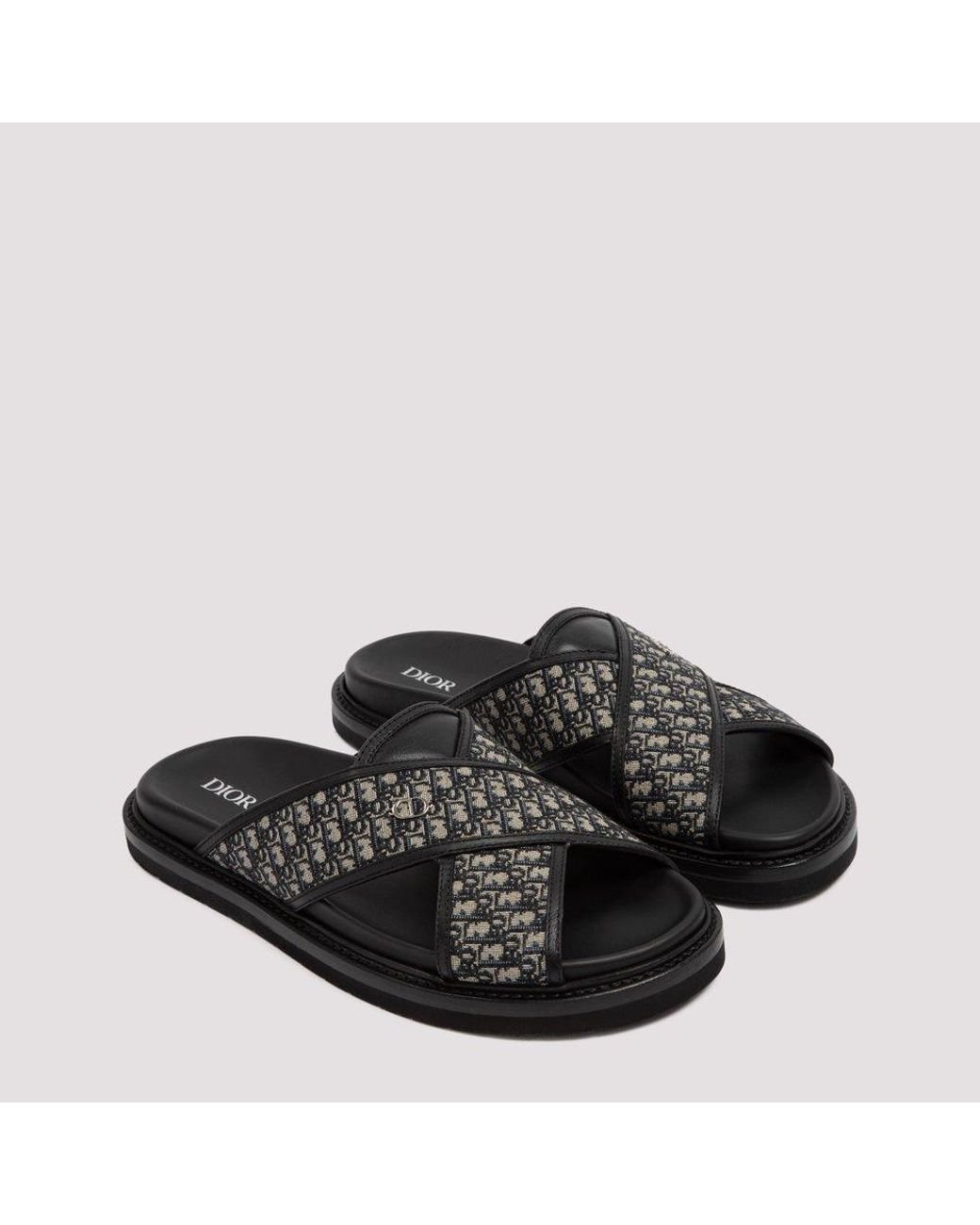 Dior Aqua Dior Oblique Jacquard Sandals in Black for Men | Lyst